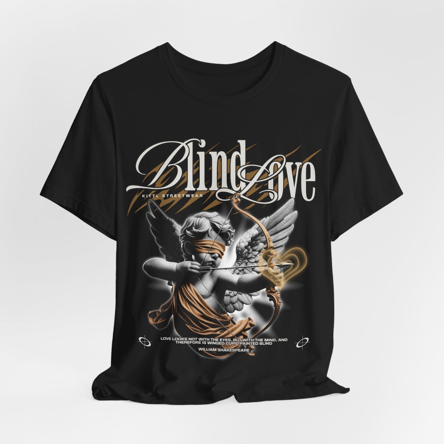 Blind Love cherub graphic T-Shirt | angel wing typography tee