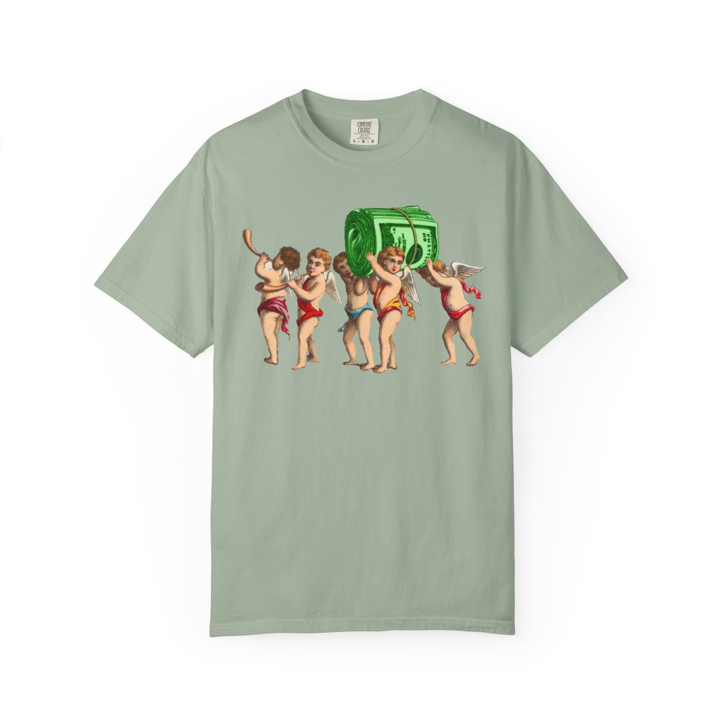 Vintage Cherubs Carrying Money Stack T-Shirt | UNISEX