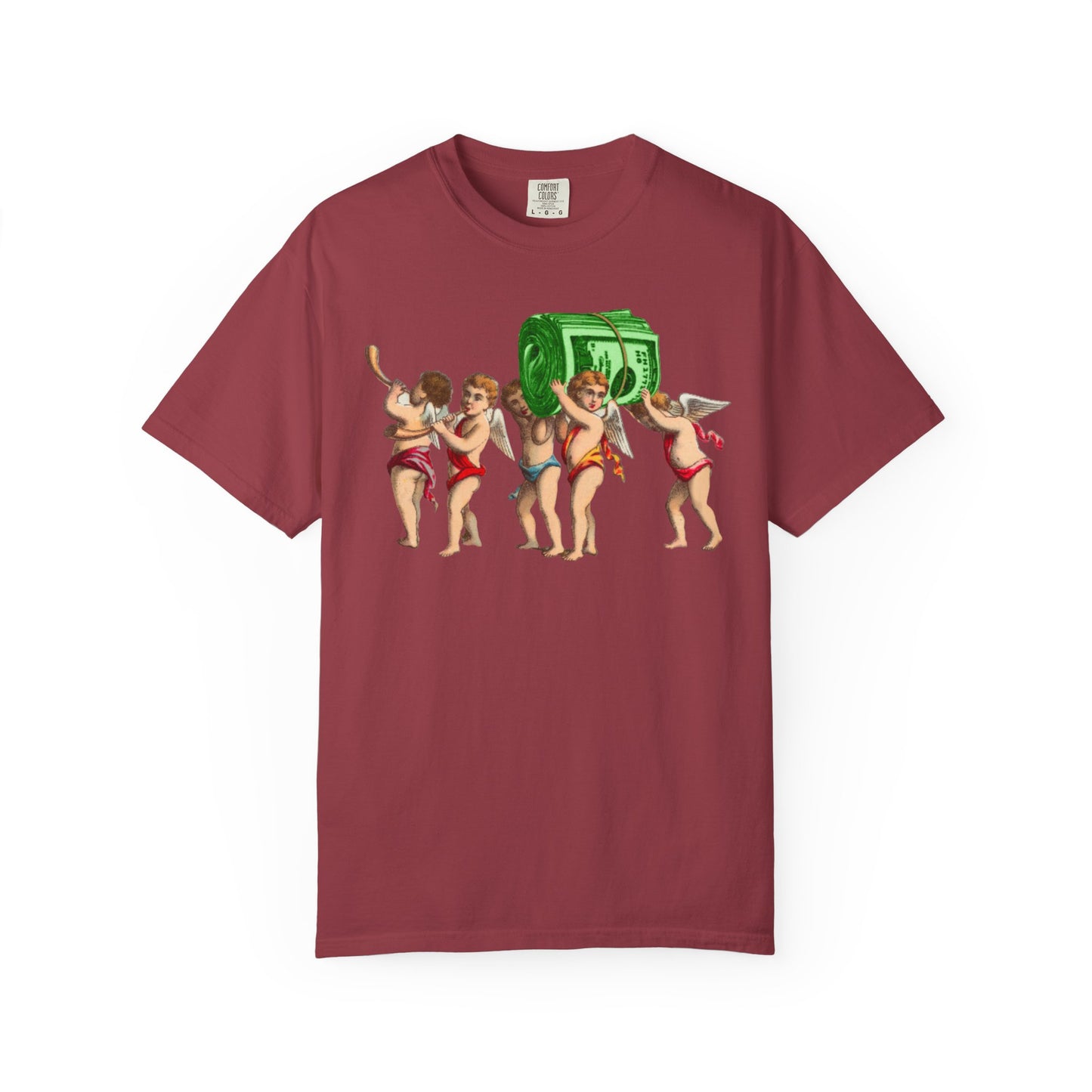 Vintage Cherubs Carrying Money Stack T-Shirt | UNISEX