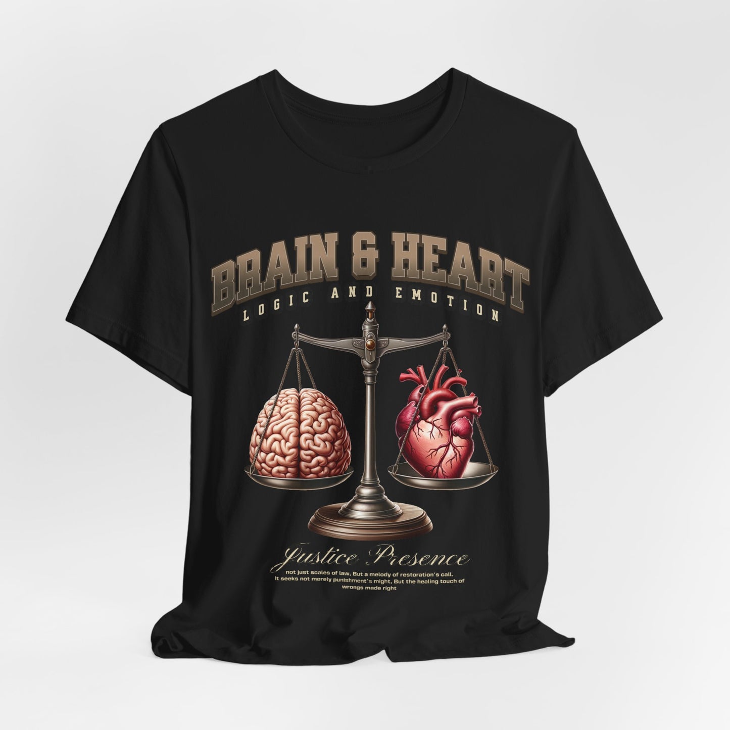 Brain & Heart Scales T-Shirt | Science Anatomy Graphic Tee