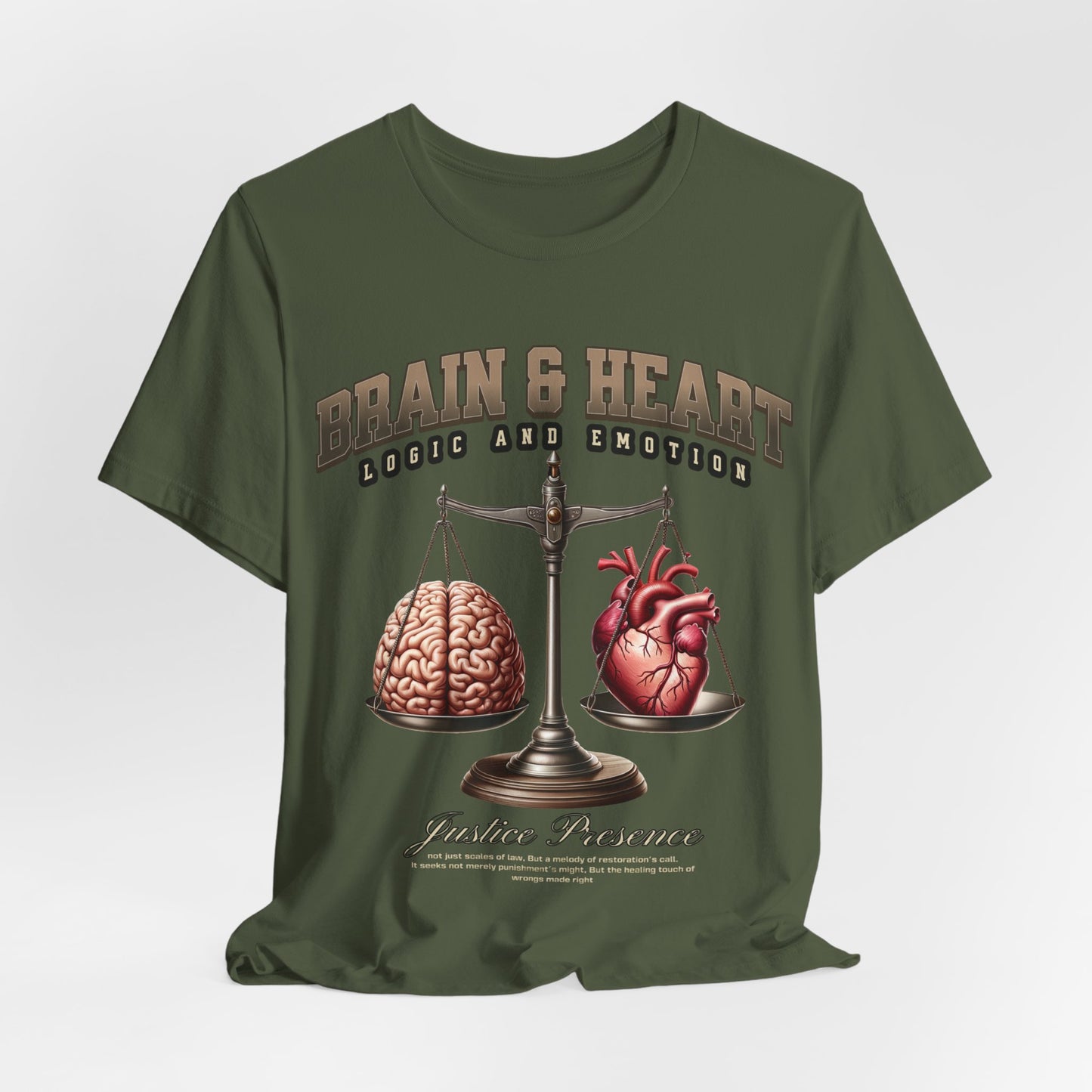 Brain & Heart Scales T-Shirt | Science Anatomy Graphic Tee