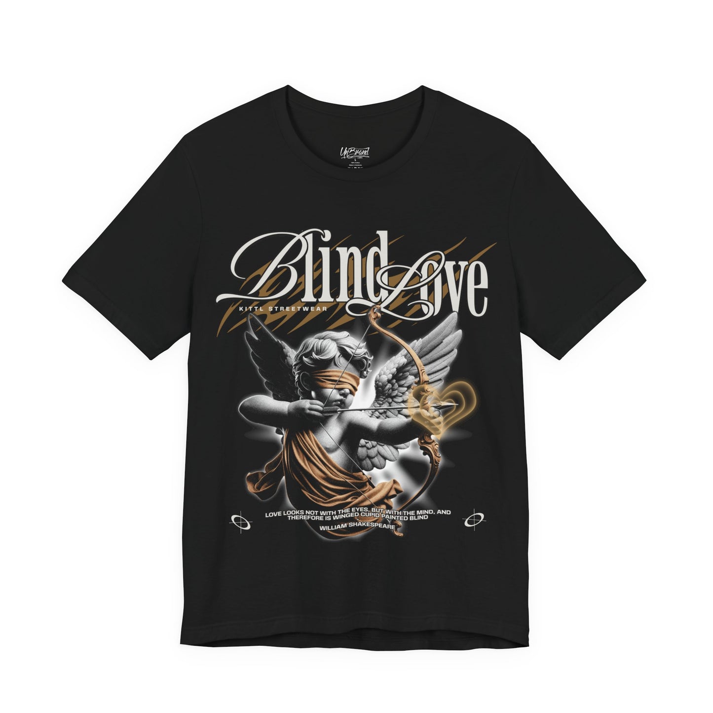 Blind Love cherub graphic T-Shirt | angel wing typography tee