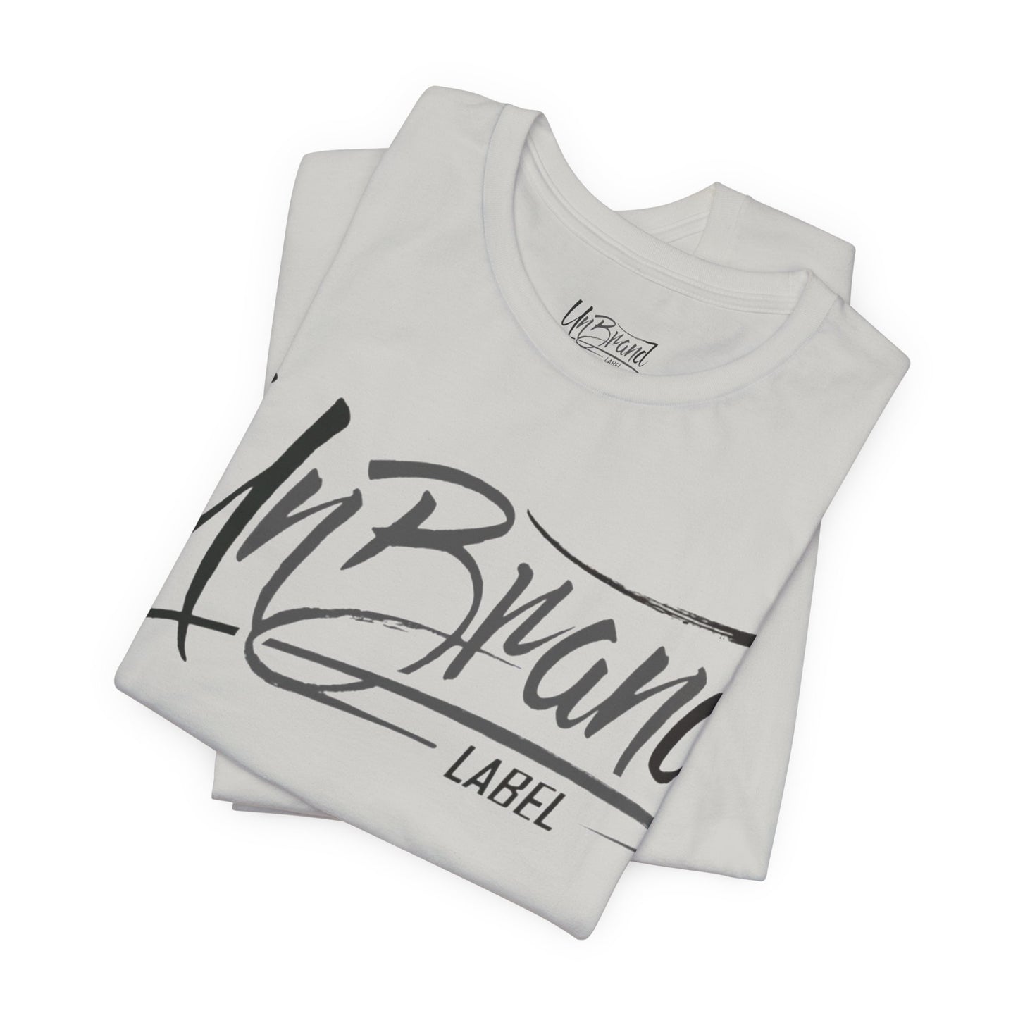 UnBrand Script Logo Tee | black, and gray lettering | UNISEX