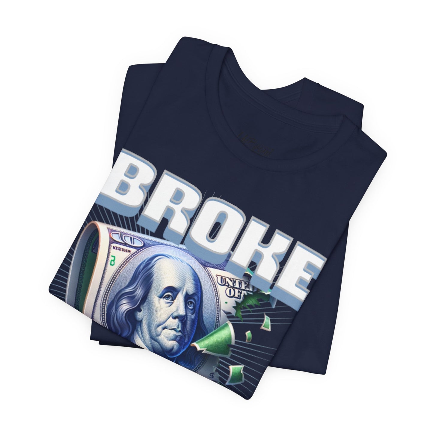 Broke Money Tee | Benjamin Franklin bill graphic, distressed cash design