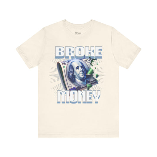 Broke Money Tee | Benjamin Franklin bill graphic, distressed cash design