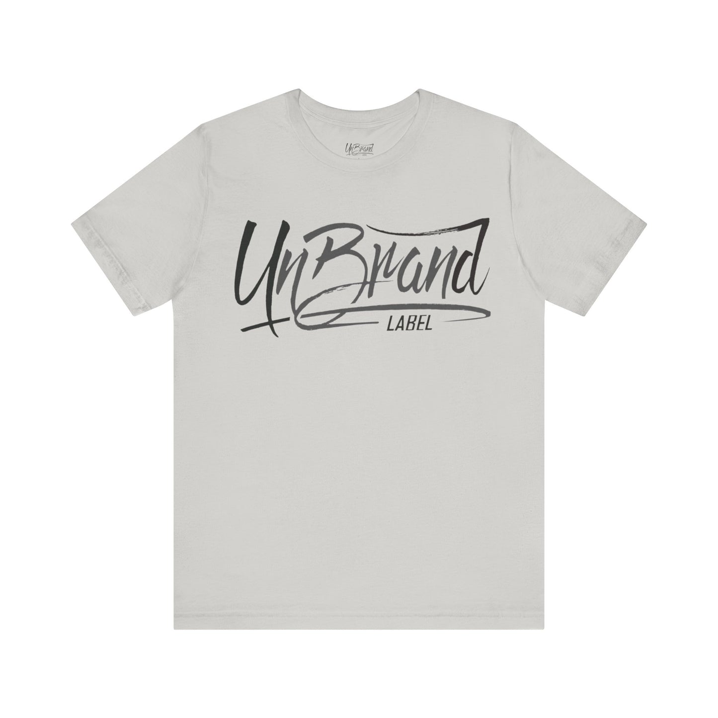UnBrand Script Logo Tee | black, and gray lettering | UNISEX